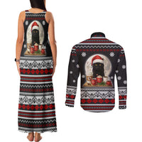 Black Cat Run On Coffee Couples Matching Tank Maxi Dress and Long Sleeve Button Shirt Xmas Holiday Patterns - Wonder Print Shop