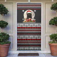 Black Cat Run On Coffee Door Cover Xmas Holiday Patterns - Wonder Print Shop