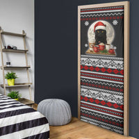 Black Cat Run On Coffee Door Cover Xmas Holiday Patterns - Wonder Print Shop