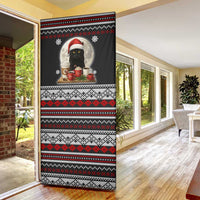 Black Cat Run On Coffee Door Cover Xmas Holiday Patterns - Wonder Print Shop