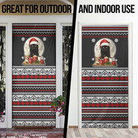 Black Cat Run On Coffee Door Cover Xmas Holiday Patterns - Wonder Print Shop
