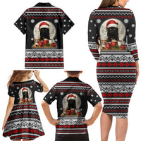 Black Cat Run On Coffee Family Matching Long Sleeve Bodycon Dress and Hawaiian Shirt Xmas Holiday Patterns - Wonder Print Shop