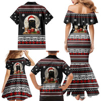 Black Cat Run On Coffee Family Matching Mermaid Dress and Hawaiian Shirt Xmas Holiday Patterns - Wonder Print Shop