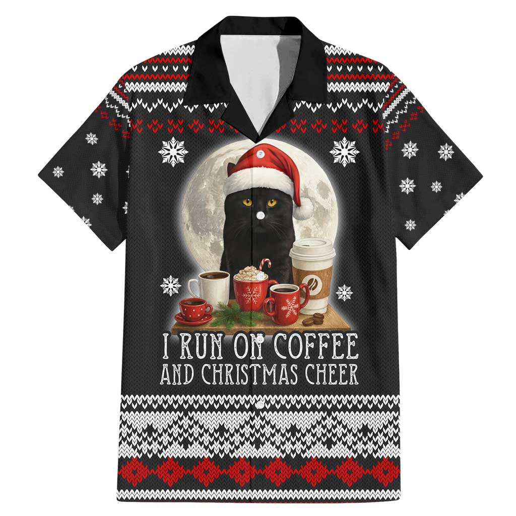 Black Cat Run On Coffee Family Matching Mermaid Dress and Hawaiian Shirt Xmas Holiday Patterns - Wonder Print Shop