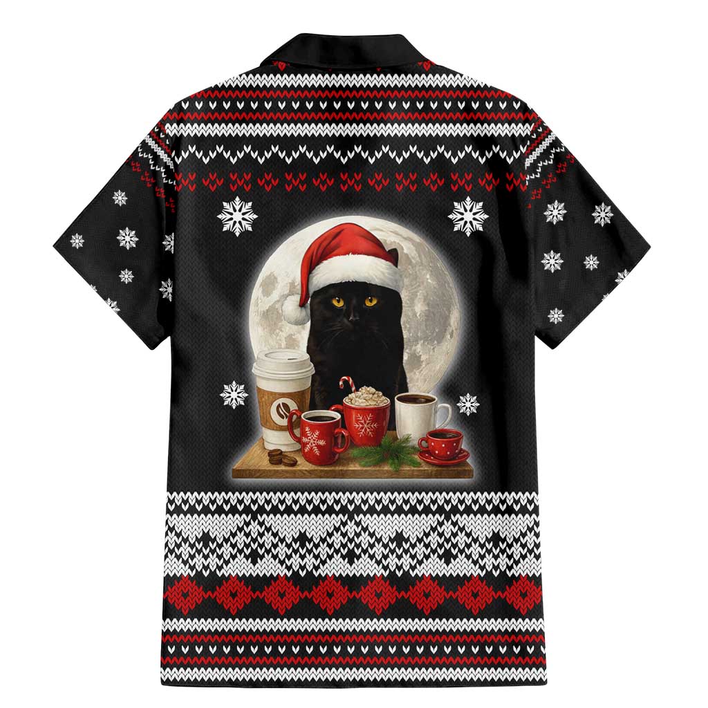 Black Cat Run On Coffee Family Matching Mermaid Dress and Hawaiian Shirt Xmas Holiday Patterns - Wonder Print Shop