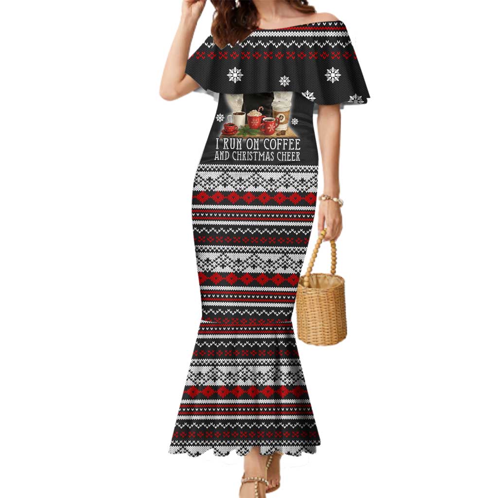 Black Cat Run On Coffee Family Matching Mermaid Dress and Hawaiian Shirt Xmas Holiday Patterns - Wonder Print Shop