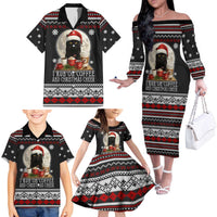Black Cat Run On Coffee Family Matching Off The Shoulder Long Sleeve Dress and Hawaiian Shirt Xmas Holiday Patterns - Wonder Print Shop