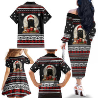 Black Cat Run On Coffee Family Matching Off The Shoulder Long Sleeve Dress and Hawaiian Shirt Xmas Holiday Patterns - Wonder Print Shop