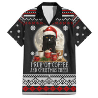 Black Cat Run On Coffee Family Matching Off The Shoulder Long Sleeve Dress and Hawaiian Shirt Xmas Holiday Patterns - Wonder Print Shop