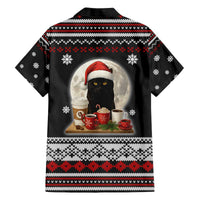 Black Cat Run On Coffee Family Matching Off The Shoulder Long Sleeve Dress and Hawaiian Shirt Xmas Holiday Patterns - Wonder Print Shop