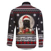 Black Cat Run On Coffee Family Matching Off The Shoulder Long Sleeve Dress and Hawaiian Shirt Xmas Holiday Patterns - Wonder Print Shop