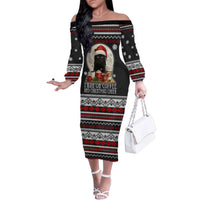 Black Cat Run On Coffee Family Matching Off The Shoulder Long Sleeve Dress and Hawaiian Shirt Xmas Holiday Patterns - Wonder Print Shop