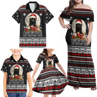 Black Cat Run On Coffee Family Matching Off Shoulder Maxi Dress and Hawaiian Shirt Xmas Holiday Patterns - Wonder Print Shop