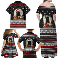Black Cat Run On Coffee Family Matching Off Shoulder Maxi Dress and Hawaiian Shirt Xmas Holiday Patterns - Wonder Print Shop