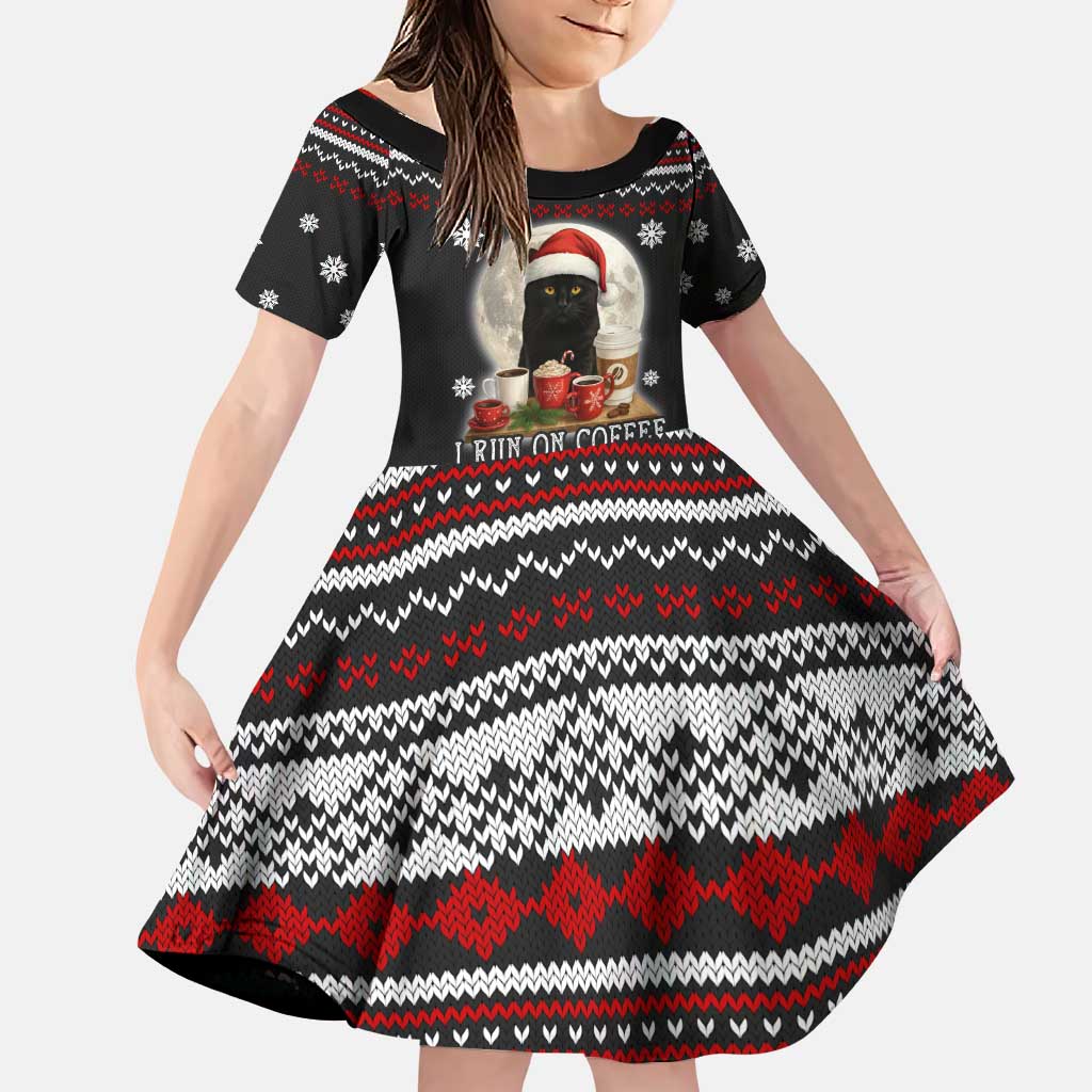 Black Cat Run On Coffee Family Matching Puletasi and Hawaiian Shirt Xmas Holiday Patterns - Wonder Print Shop