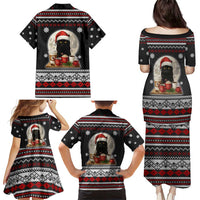 Black Cat Run On Coffee Family Matching Puletasi and Hawaiian Shirt Xmas Holiday Patterns - Wonder Print Shop