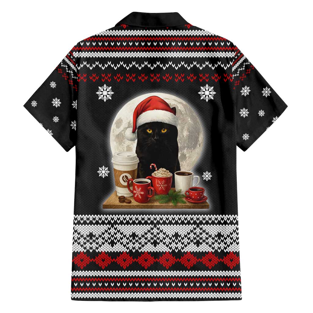 Black Cat Run On Coffee Family Matching Puletasi and Hawaiian Shirt Xmas Holiday Patterns - Wonder Print Shop