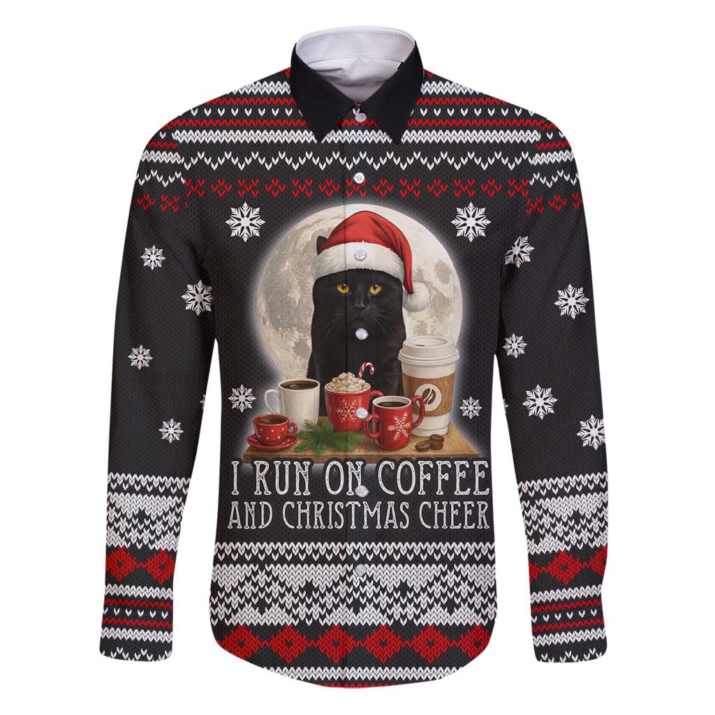 Black Cat Run On Coffee Family Matching Puletasi and Hawaiian Shirt Xmas Holiday Patterns - Wonder Print Shop