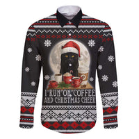 Black Cat Run On Coffee Family Matching Puletasi and Hawaiian Shirt Xmas Holiday Patterns - Wonder Print Shop