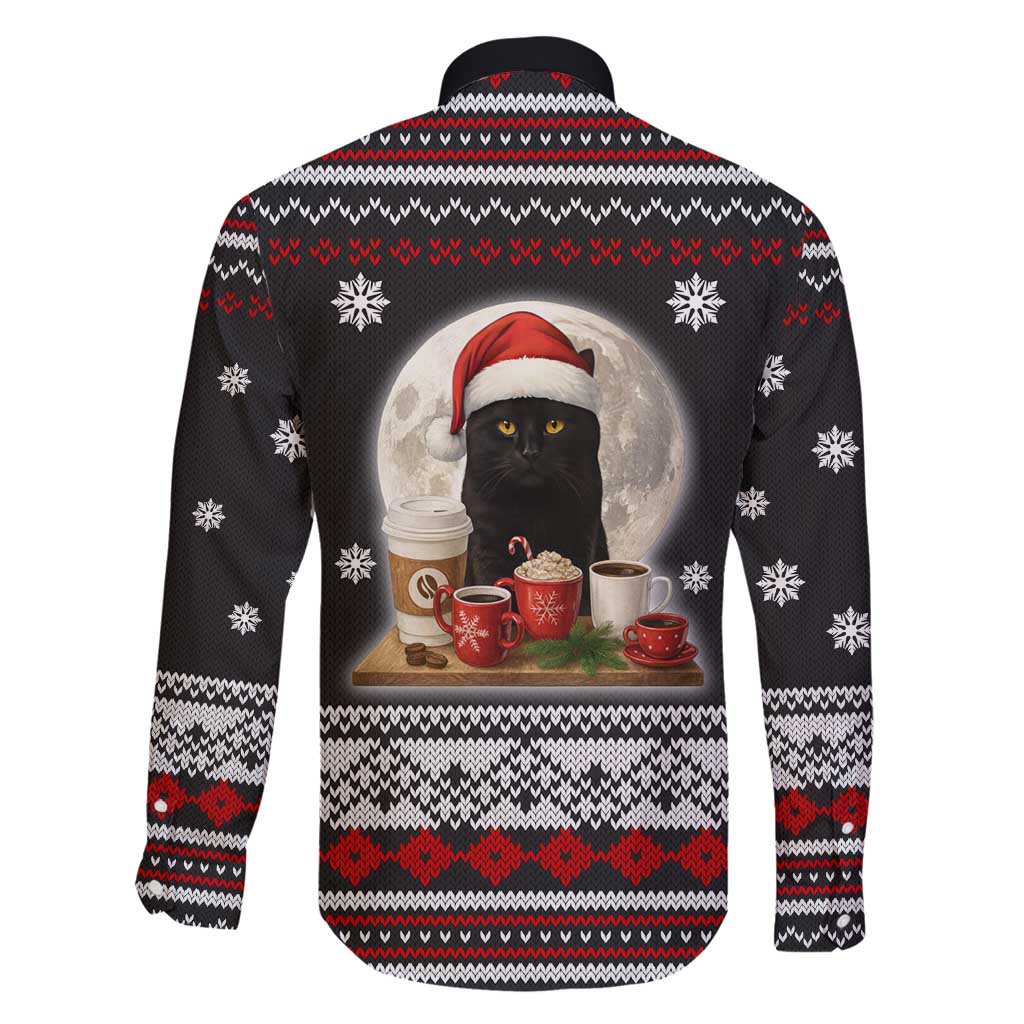 Black Cat Run On Coffee Family Matching Puletasi and Hawaiian Shirt Xmas Holiday Patterns - Wonder Print Shop