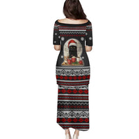 Black Cat Run On Coffee Family Matching Puletasi and Hawaiian Shirt Xmas Holiday Patterns - Wonder Print Shop