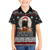 Black Cat Run On Coffee Family Matching Puletasi and Hawaiian Shirt Xmas Holiday Patterns - Wonder Print Shop