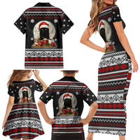 Black Cat Run On Coffee Family Matching Short Sleeve Bodycon Dress and Hawaiian Shirt Xmas Holiday Patterns - Wonder Print Shop