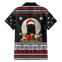 Black Cat Run On Coffee Family Matching Short Sleeve Bodycon Dress and Hawaiian Shirt Xmas Holiday Patterns - Wonder Print Shop