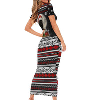 Black Cat Run On Coffee Family Matching Short Sleeve Bodycon Dress and Hawaiian Shirt Xmas Holiday Patterns - Wonder Print Shop