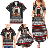 Black Cat Run On Coffee Family Matching Summer Maxi Dress and Hawaiian Shirt Xmas Holiday Patterns - Wonder Print Shop