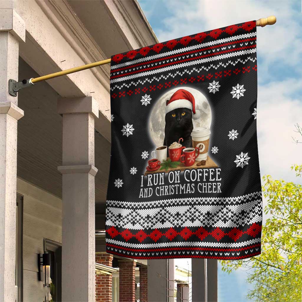 Black Cat Run On Coffee Garden Flag Xmas Holiday Patterns - Wonder Print Shop