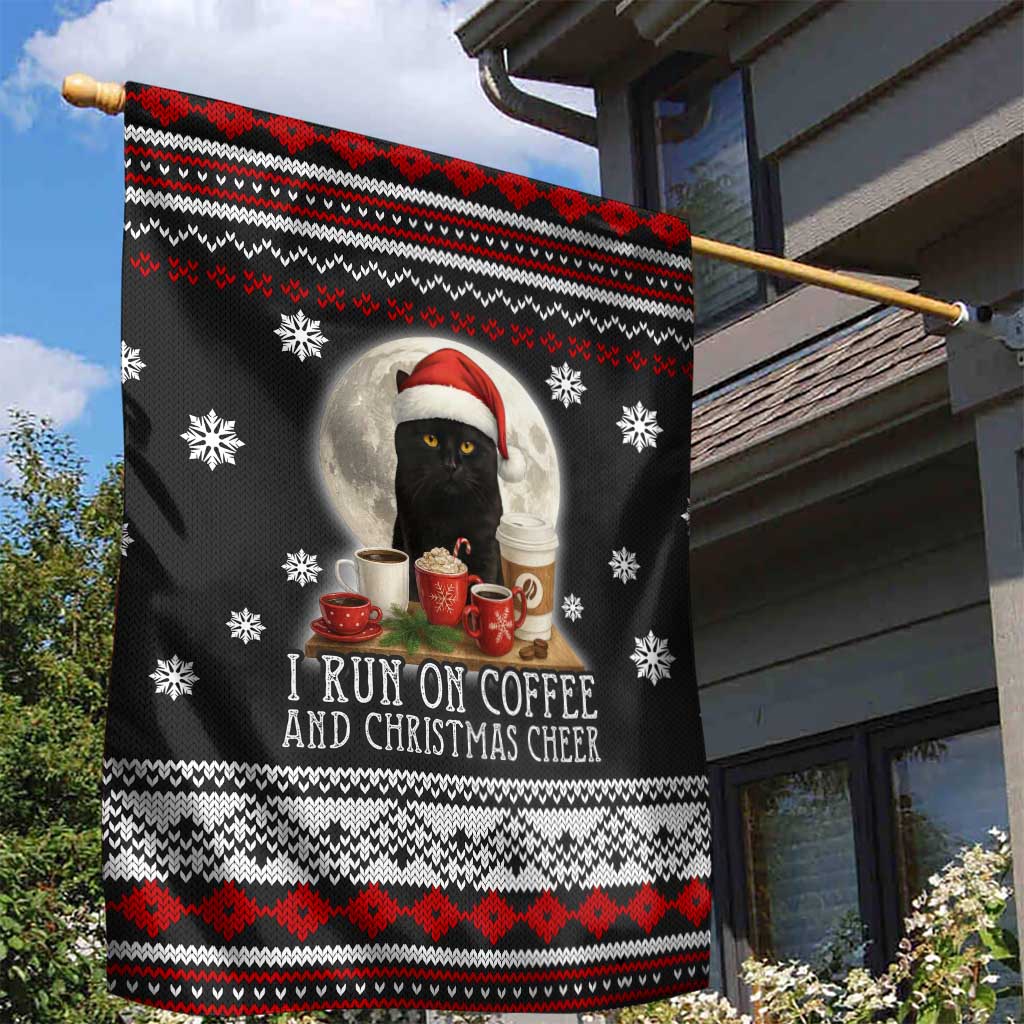 Black Cat Run On Coffee Garden Flag Xmas Holiday Patterns - Wonder Print Shop