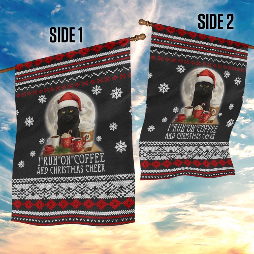 Black Cat Run On Coffee Garden Flag Xmas Holiday Patterns - Wonder Print Shop
