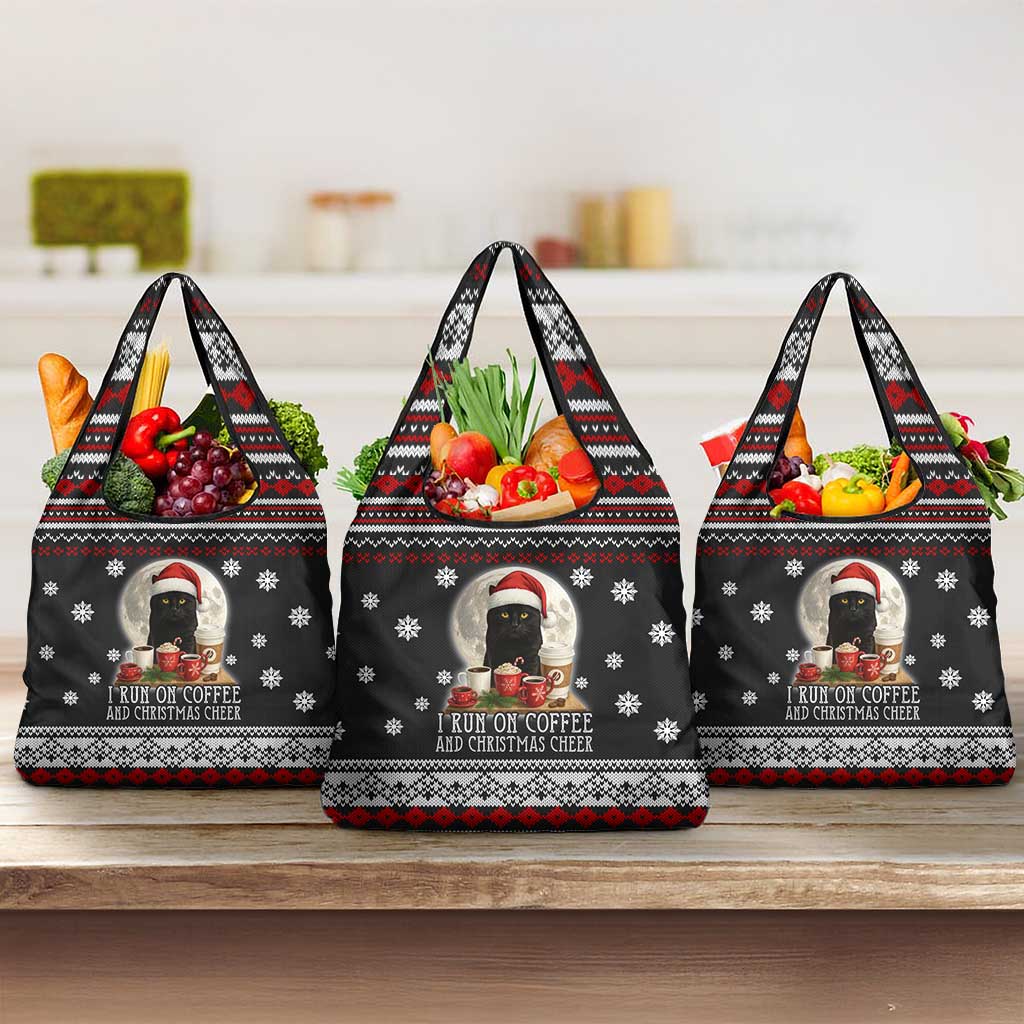 Black Cat Run On Coffee Grocery Bag Xmas Holiday Patterns - Wonder Print Shop