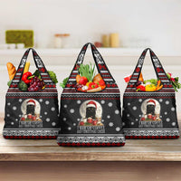 Black Cat Run On Coffee Grocery Bag Xmas Holiday Patterns - Wonder Print Shop