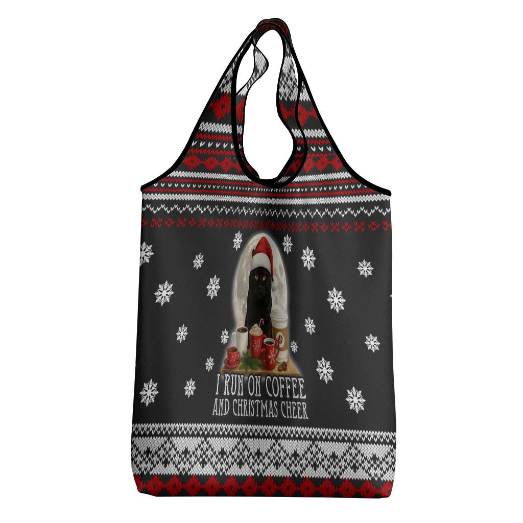 Black Cat Run On Coffee Grocery Bag Xmas Holiday Patterns - Wonder Print Shop