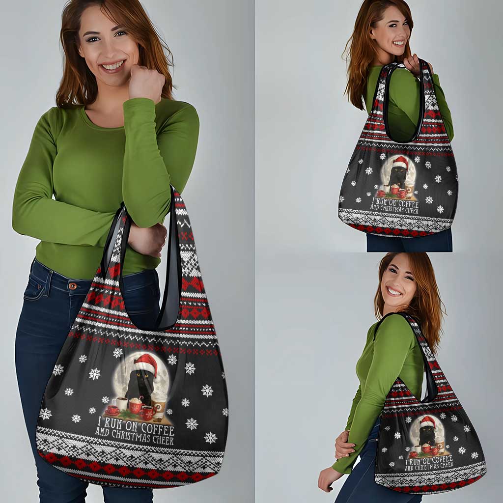 Black Cat Run On Coffee Grocery Bag Xmas Holiday Patterns - Wonder Print Shop