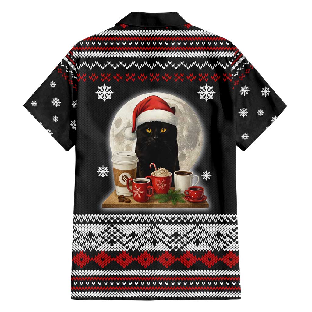 Black Cat Run On Coffee Hawaiian Shirt Xmas Holiday Patterns - Wonder Print Shop