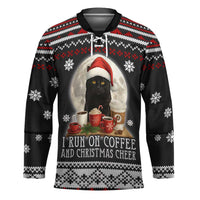 Black Cat Run On Coffee Hockey Jersey Xmas Holiday Patterns - Wonder Print Shop