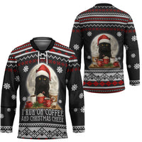 Black Cat Run On Coffee Hockey Jersey Xmas Holiday Patterns - Wonder Print Shop
