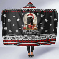 Black Cat Run On Coffee Hooded Blanket Xmas Holiday Patterns - Wonder Print Shop