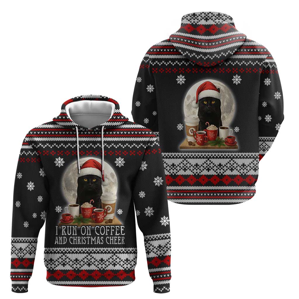 Black Cat Run On Coffee Hoodie Xmas Holiday Patterns - Wonder Print Shop