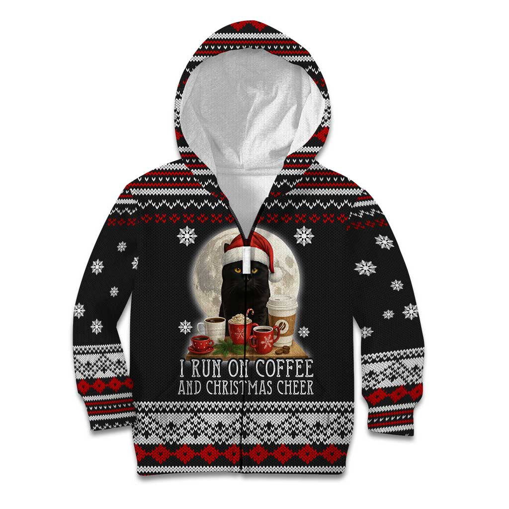 Black Cat Run On Coffee Kid Hoodie Xmas Holiday Patterns - Wonder Print Shop