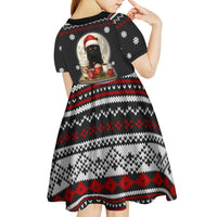 Black Cat Run On Coffee Kid Short Sleeve Dress Xmas Holiday Patterns - Wonder Print Shop