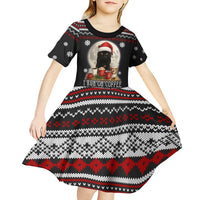Black Cat Run On Coffee Kid Short Sleeve Dress Xmas Holiday Patterns - Wonder Print Shop