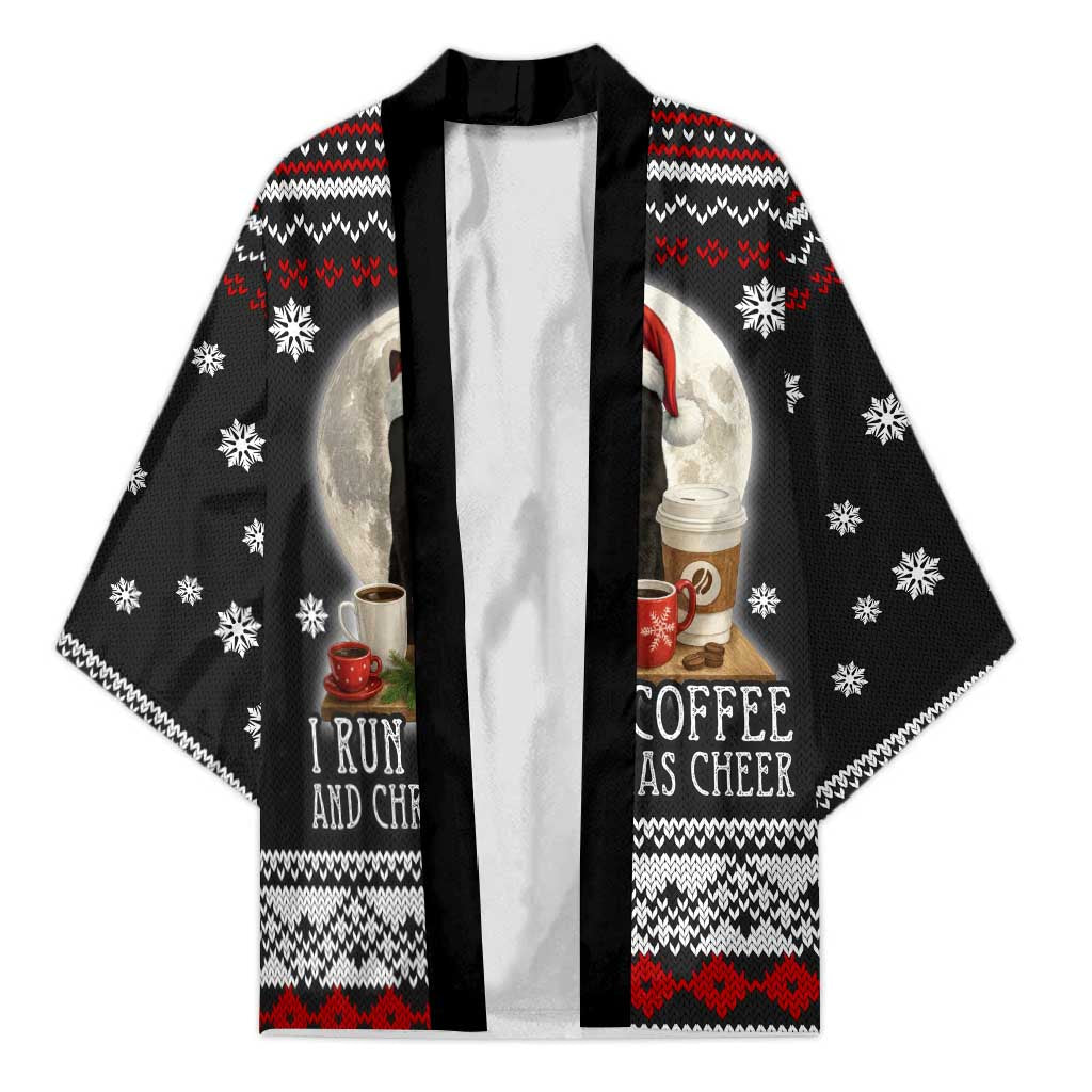 Black Cat Run On Coffee Kimono Xmas Holiday Patterns - Wonder Print Shop