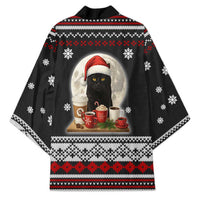 Black Cat Run On Coffee Kimono Xmas Holiday Patterns - Wonder Print Shop