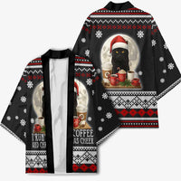 Black Cat Run On Coffee Kimono Xmas Holiday Patterns - Wonder Print Shop