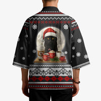 Black Cat Run On Coffee Kimono Xmas Holiday Patterns - Wonder Print Shop