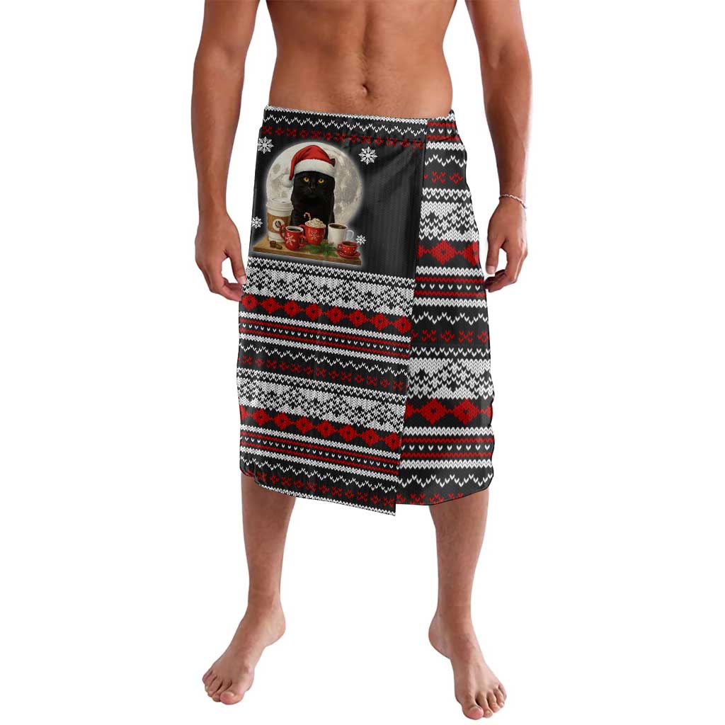 Black Cat Run On Coffee Lavalava Xmas Holiday Patterns - Wonder Print Shop